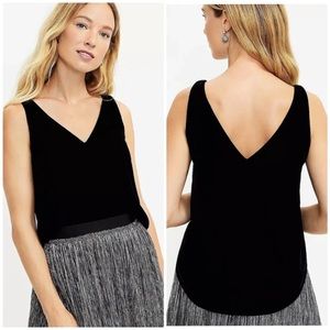 Ann Taylor Loft black velvet double v tank medium m